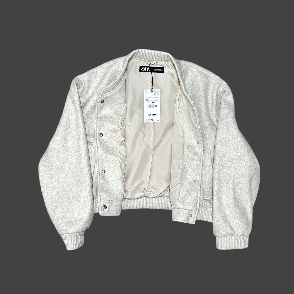 Zara Zara Women’s Soft Cream Beige Short Bomber Jacket sz XL Size XL / US 12-14 / IT 48-50 - 11 Thumbnail