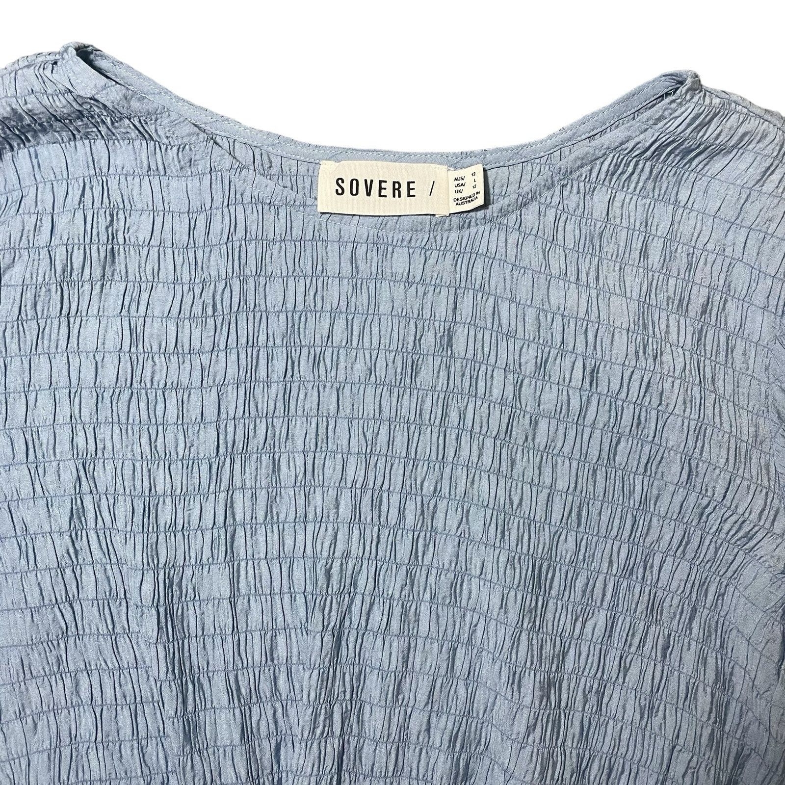 Other SOVERE Tie Front Light Blue Stretchy Blouse AUS 12 US Large Size L / US 10 / IT 46 - 2 Thumbnail