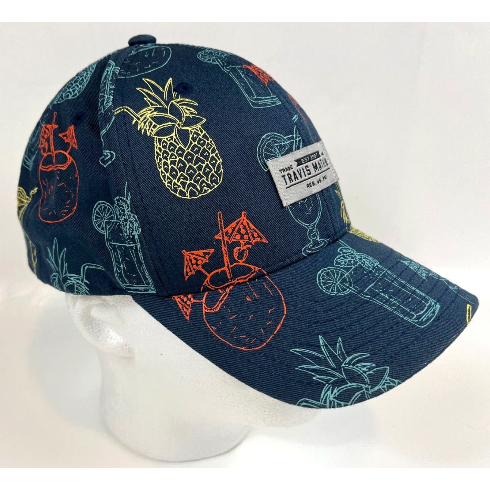 TravisMathew Travis Mathew Snapback Hat Multicolor Drink Cocktails All Over Print Men One Size Adjustable Cotton Baseball Cap Size ONE SIZE - 3 Thumbnail