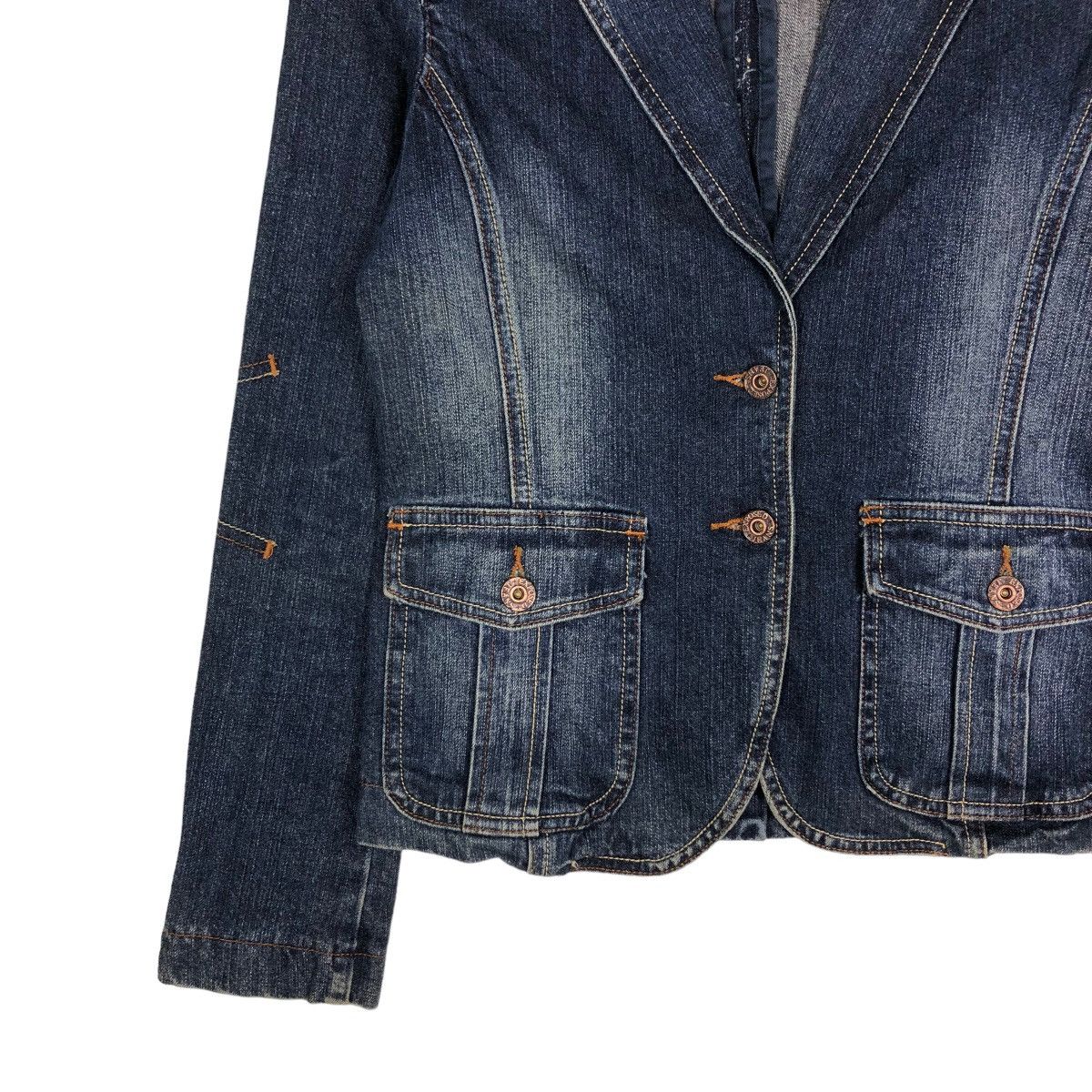 Hysteric Glamour 📌VINTAGE CROPPED BIKER JACKET DENIM EXPOSED JAPAN Size S / US 4 / IT 40 - 3 Thumbnail