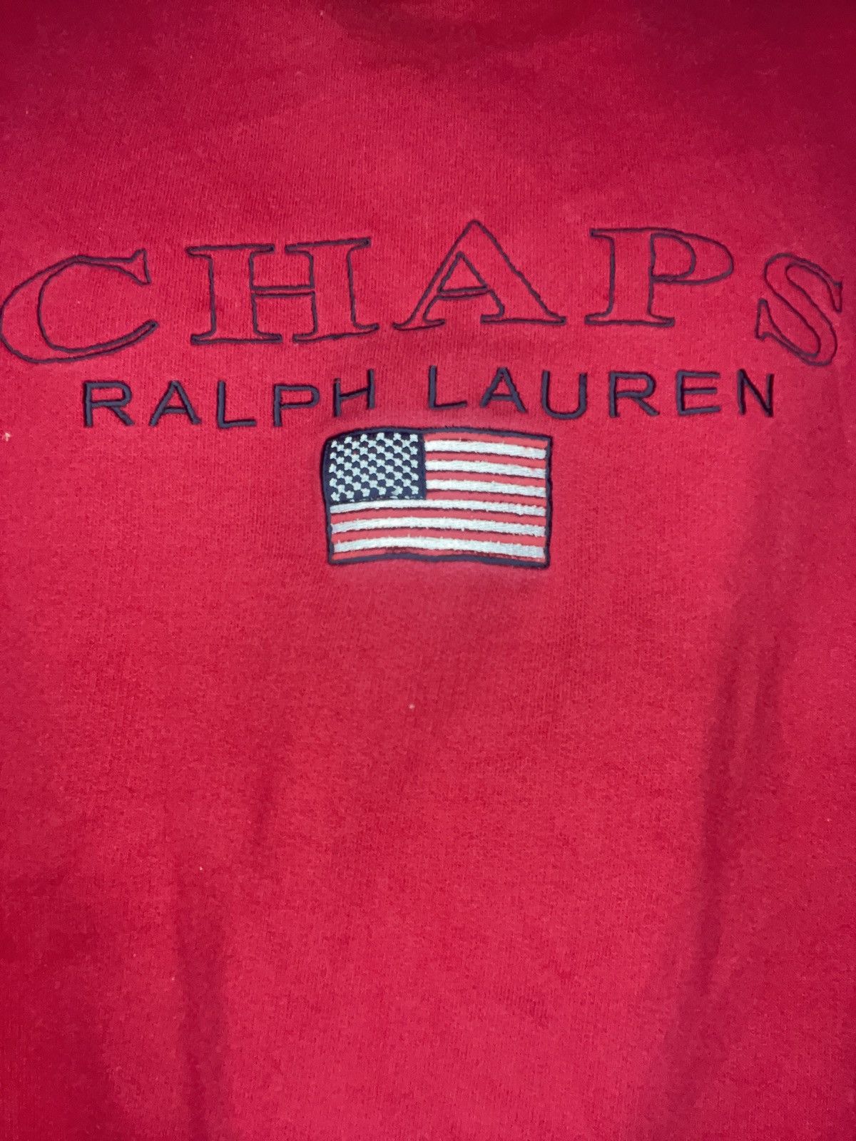 Chaps Ralph Lauren Chaps Ralph Lauren Vintage Red Sweatshirt Big Logo USA Flag Size US M / EU 48-50 / 2 - 5 Thumbnail