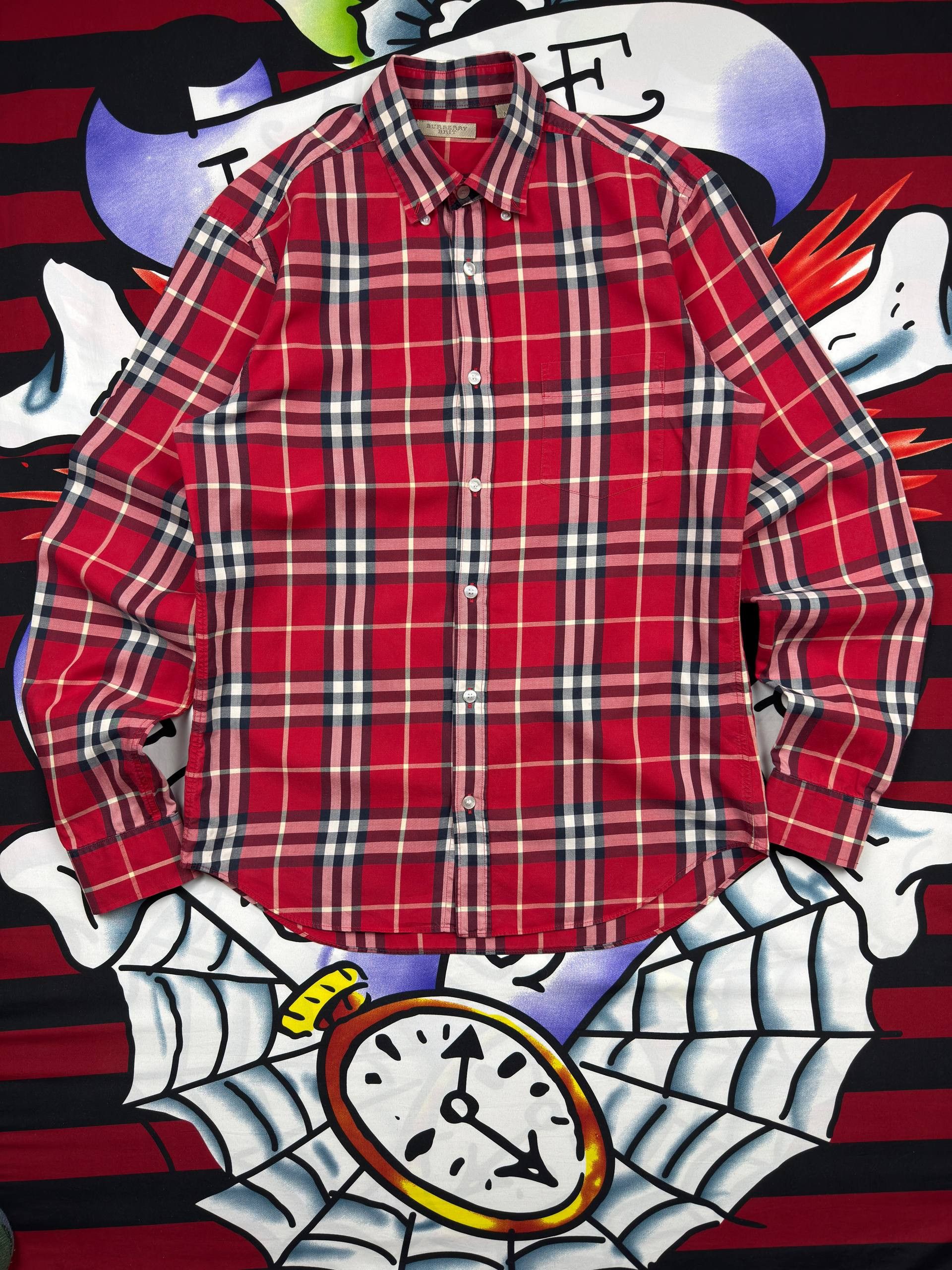 Burberry Burberry Luxury Classic Shirt Red Check Button Ups Size M Size US M / EU 48-50 / 2 - 1 Thumbnail