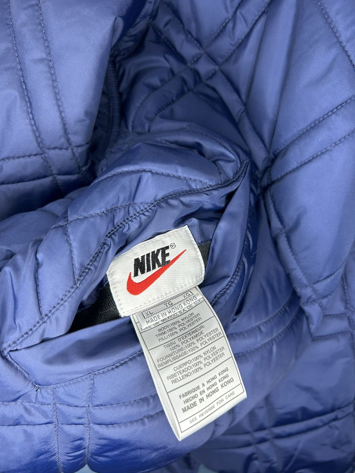 Nike Vintage 90s Nike Big Swoosh Quilted Bomber Jacket Size US XL / EU 56 / 4 - 7 Thumbnail