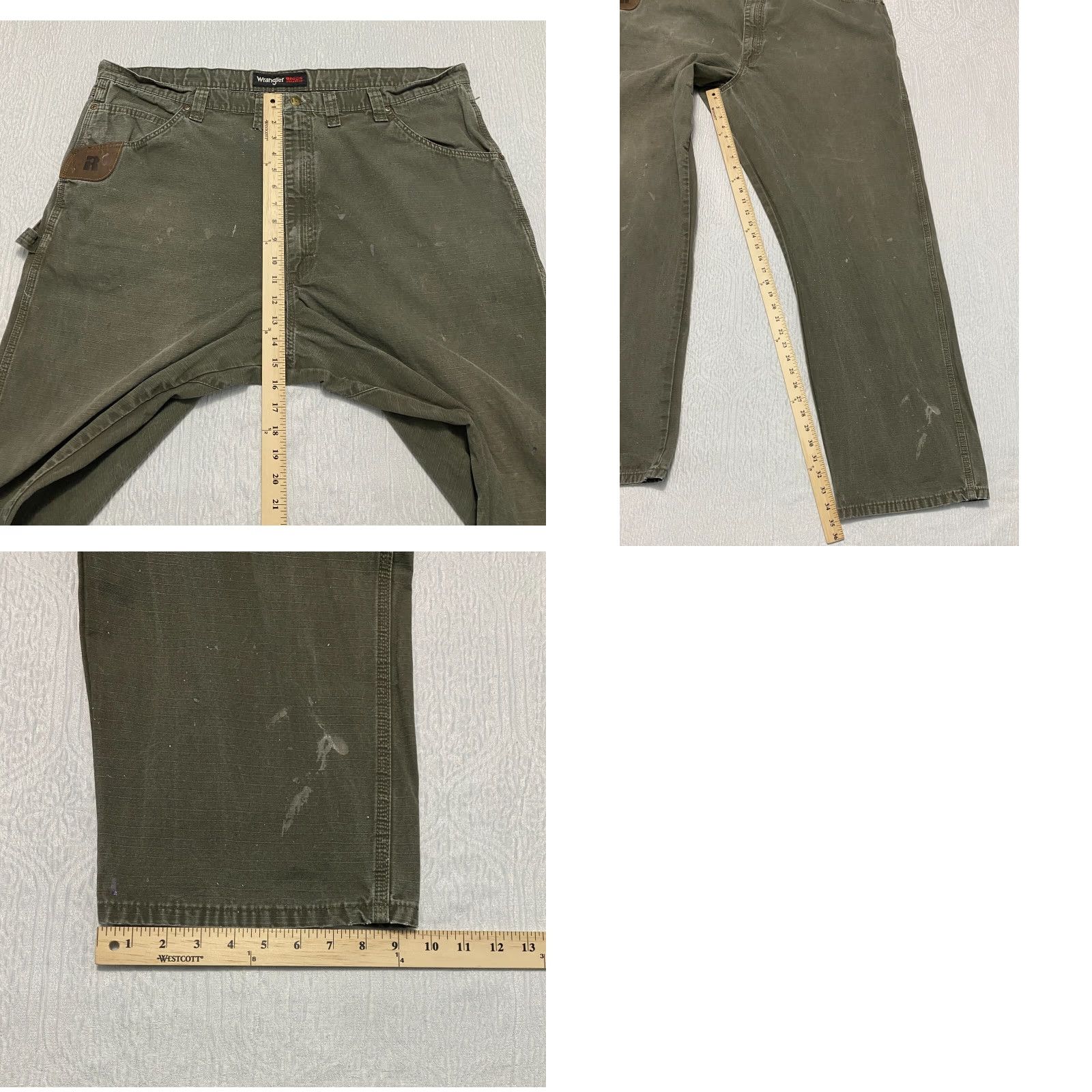 Wrangler VINTAGE Wrangler Riggs Workwear Relaxed Fit Carpenter Pants 44x36 Green Wide Leg Mens Pants Size US 44 / EU 60 - 8 Thumbnail