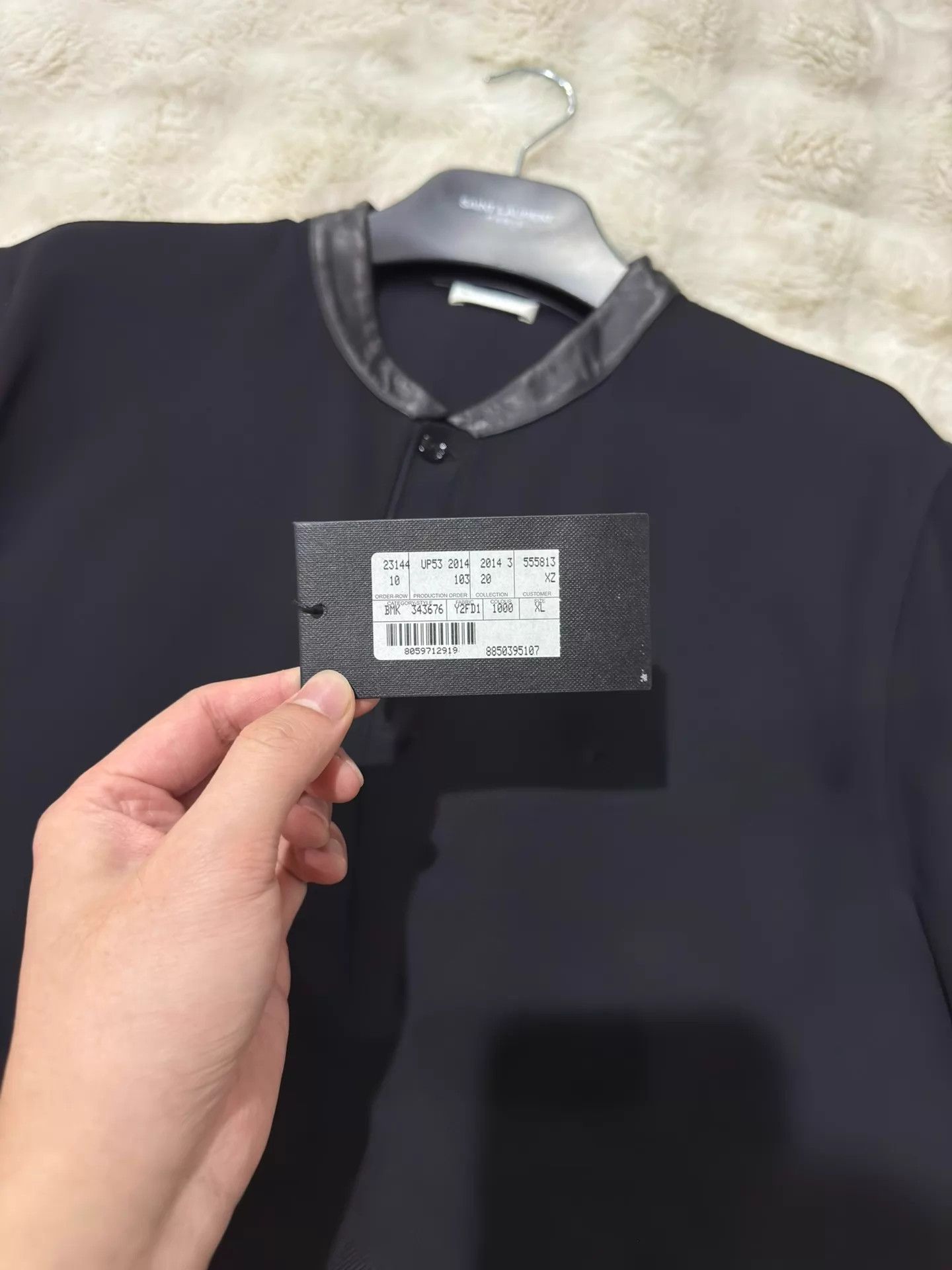 Yves Saint Laurent YSL Black Label Lambskin Collar Cotton Polo Shirt XL Size US XL / EU 56 / 4 - 2 Thumbnail