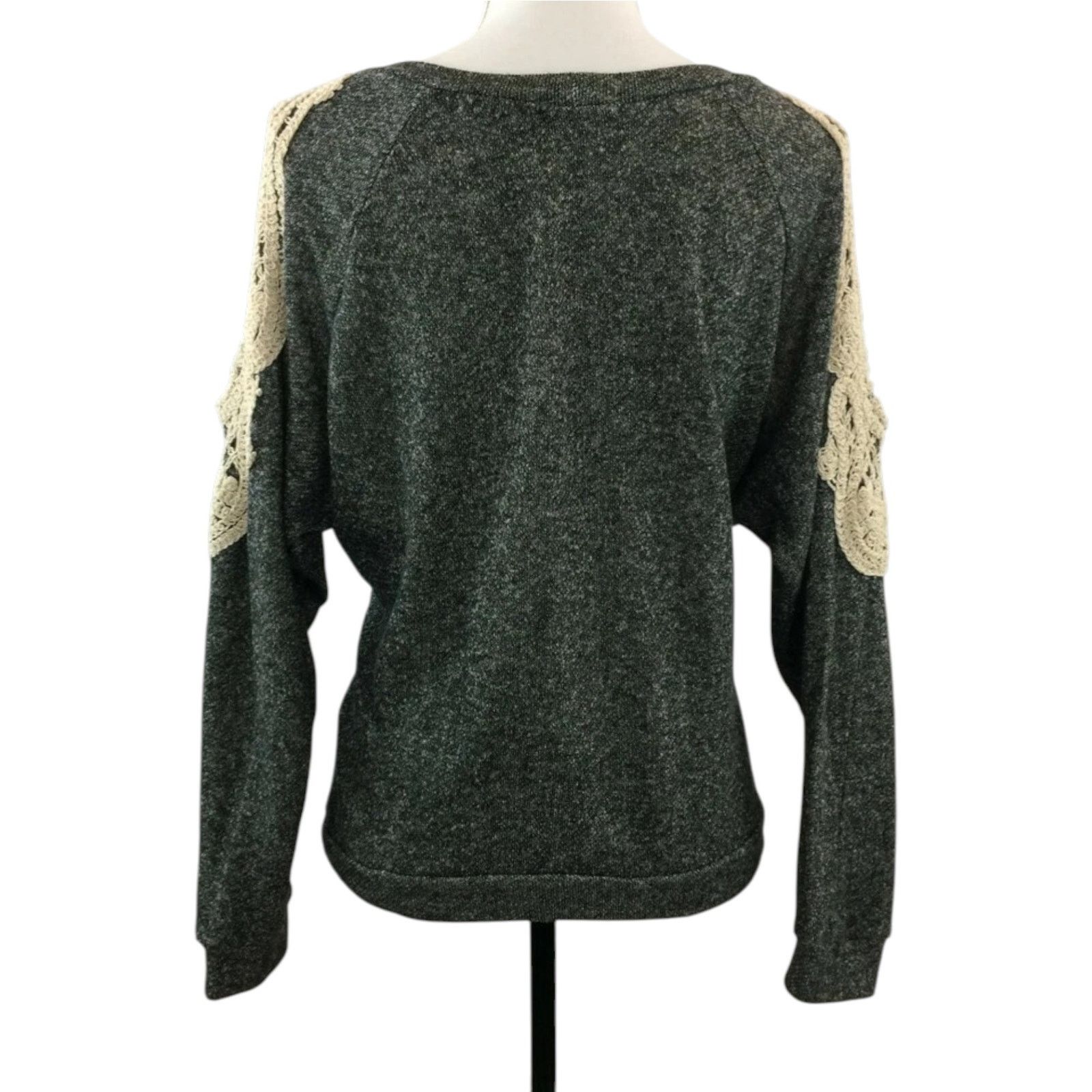 Other Solemio LA Cold Shoulder Crochet Top Sweatshirt Long Sleeve Size S / US 4 / IT 40 - 8 Thumbnail