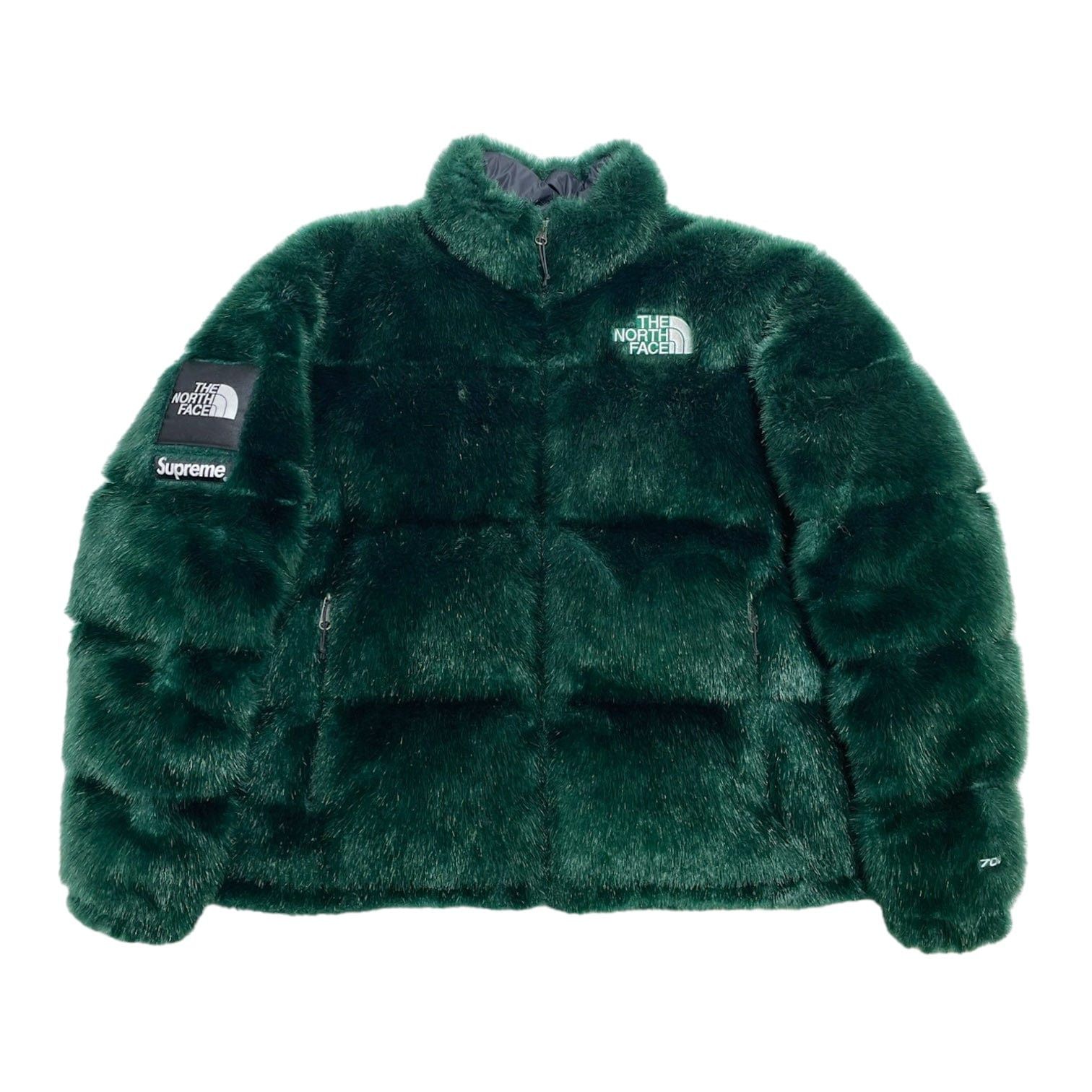 Supreme The North Face Faux Fur Nuptse Jacket Green | Grailed