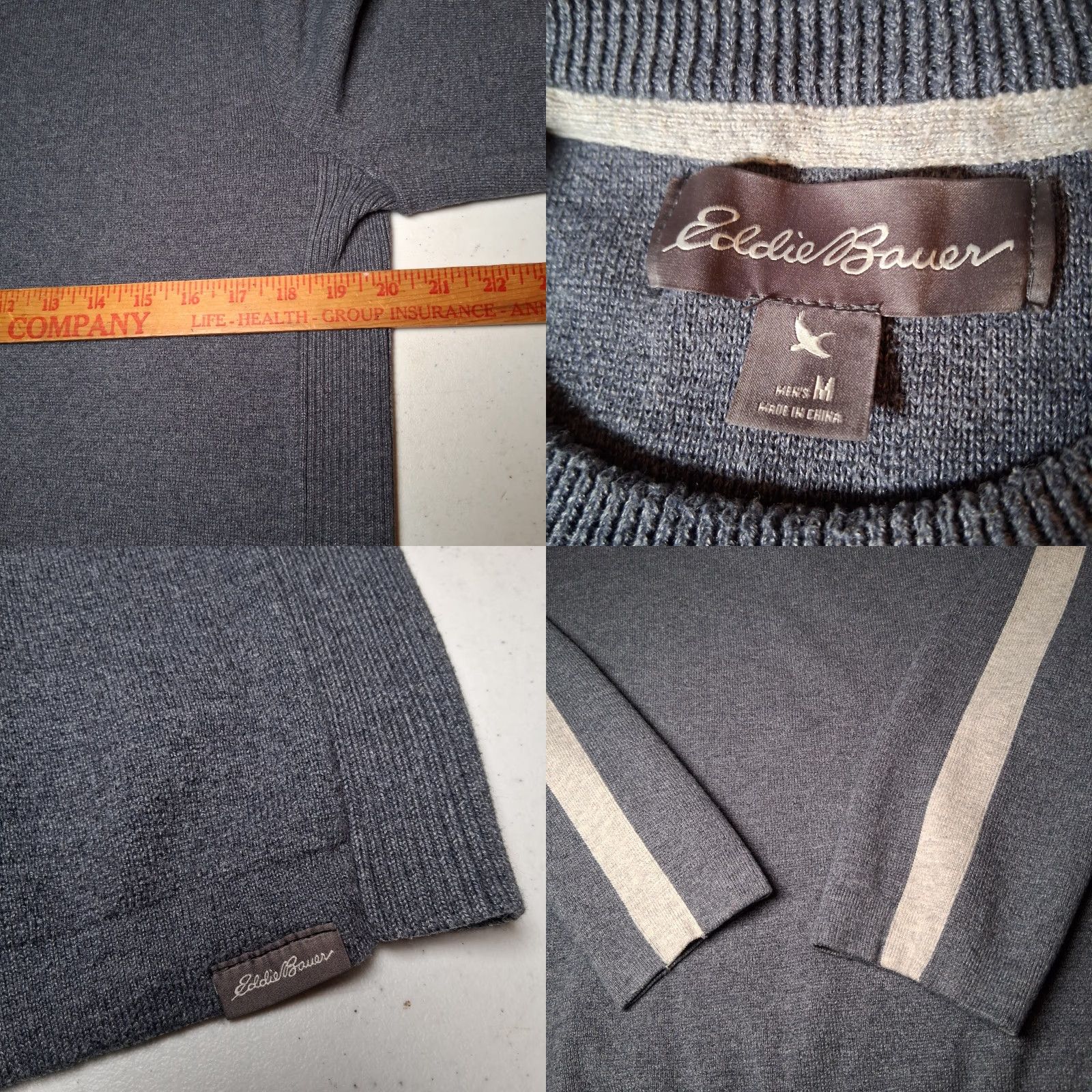 Eddie Bauer Eddie Bauer Sweater Mens Medium Blue Pullover Crew Neck Long Sleeve Knit Stripe Sleeve Classic Casual Size US M / EU 48-50 / 2 - 8 Thumbnail