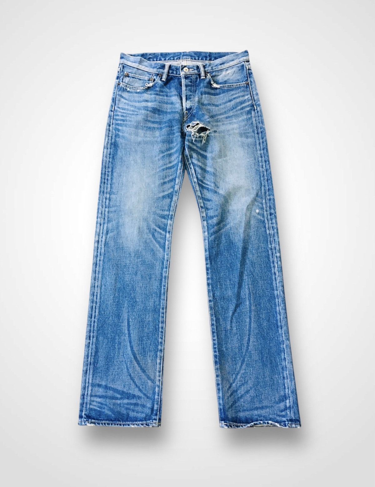 Japanese Brand W Craft Union Distressed Jeans (15) Size US 32 / EU 48 - 1 Thumbnail