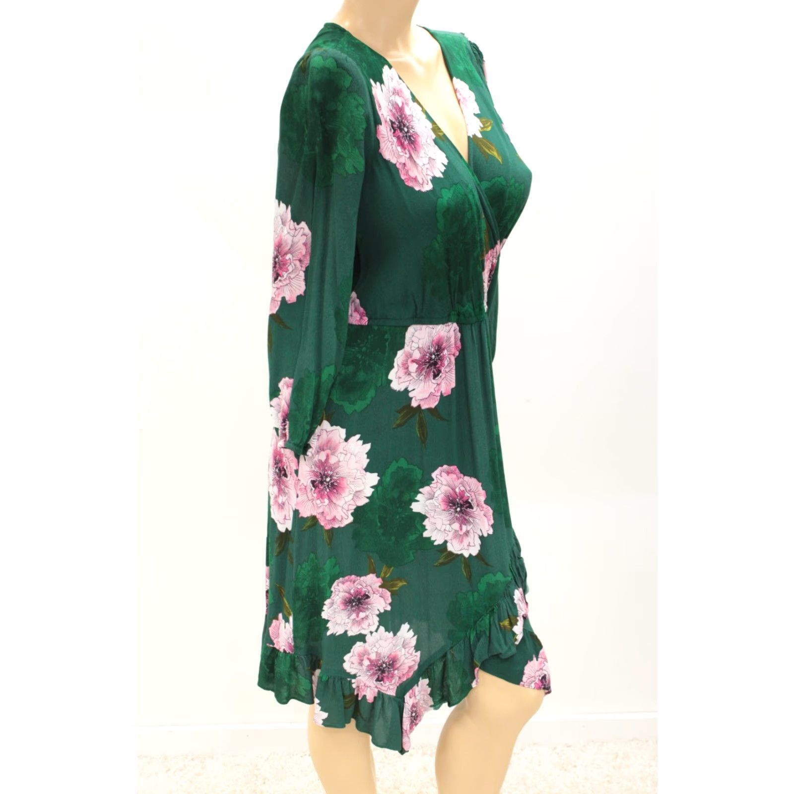 Anthropologie Plenty By Tracy Reese Aleah Green Floral Faux Wrap Dress Medium Dress Womens Size M / US 6-8 / IT 42-44 - 4 Thumbnail