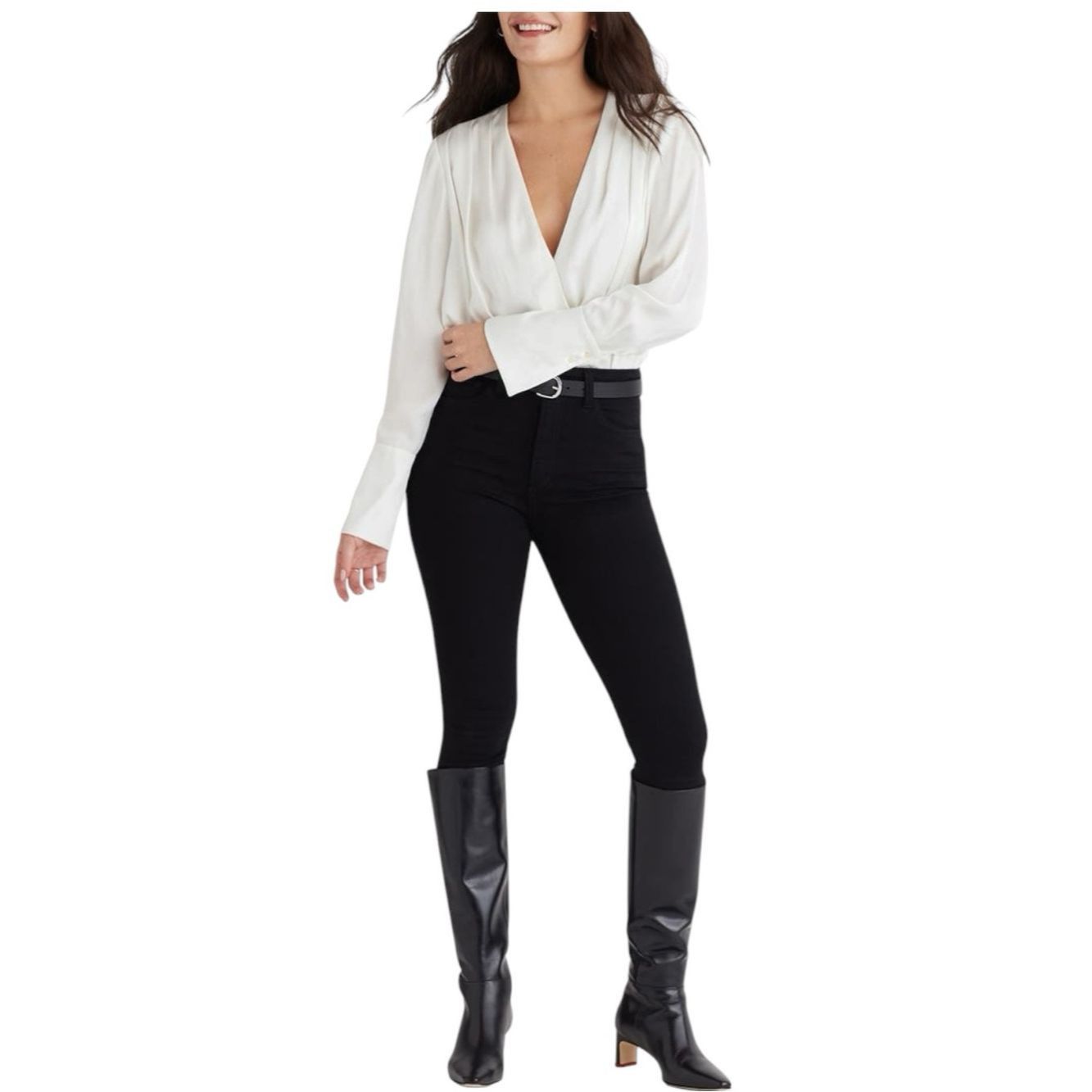 Other Favorite Daughter “The Date Blouse” Ivory Satin Bodysuit NW Size M / US 6-8 / IT 42-44 - 1 Thumbnail