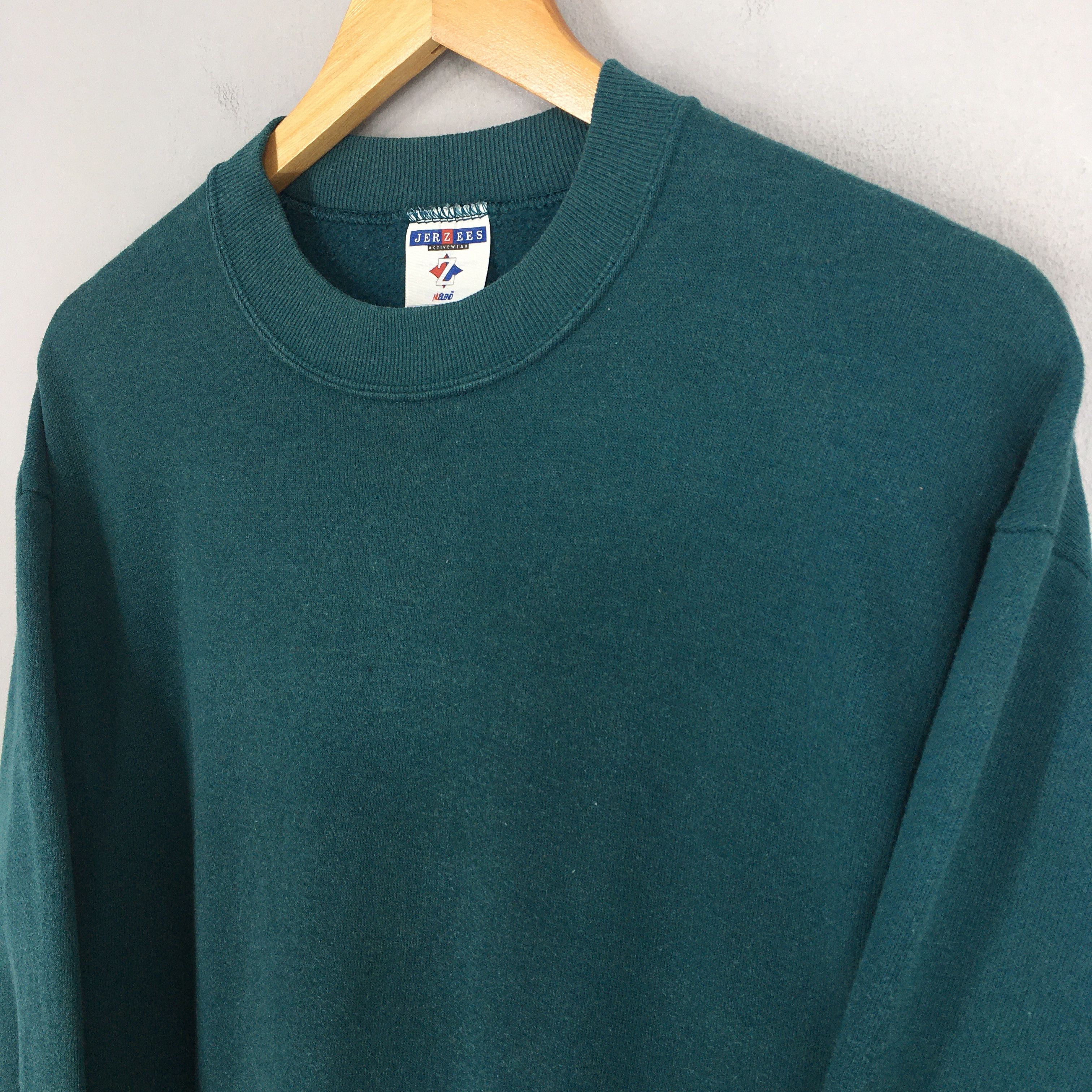 Jerzees Vintage 90s Jerzees Usa Green Plain Sweatshirt Medium Size US M / EU 48-50 / 2 - 3 Thumbnail