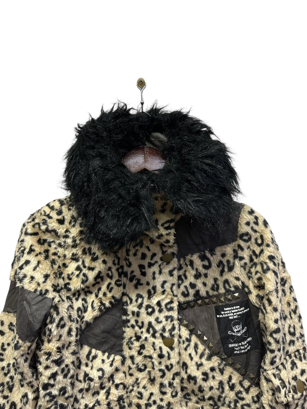 Japanese Brand 🔥Glad News Punk Faux Fur Leopard Skull Jacket Size US S / EU 44-46 / 1 - 2 Thumbnail