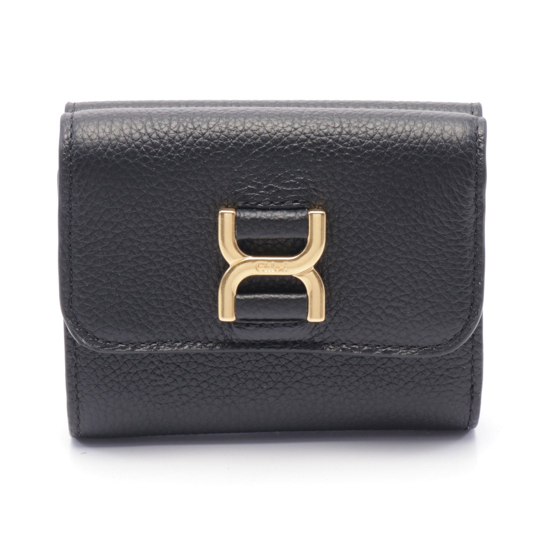 Chloe Marcie Small Trifold Wallet Leather Black