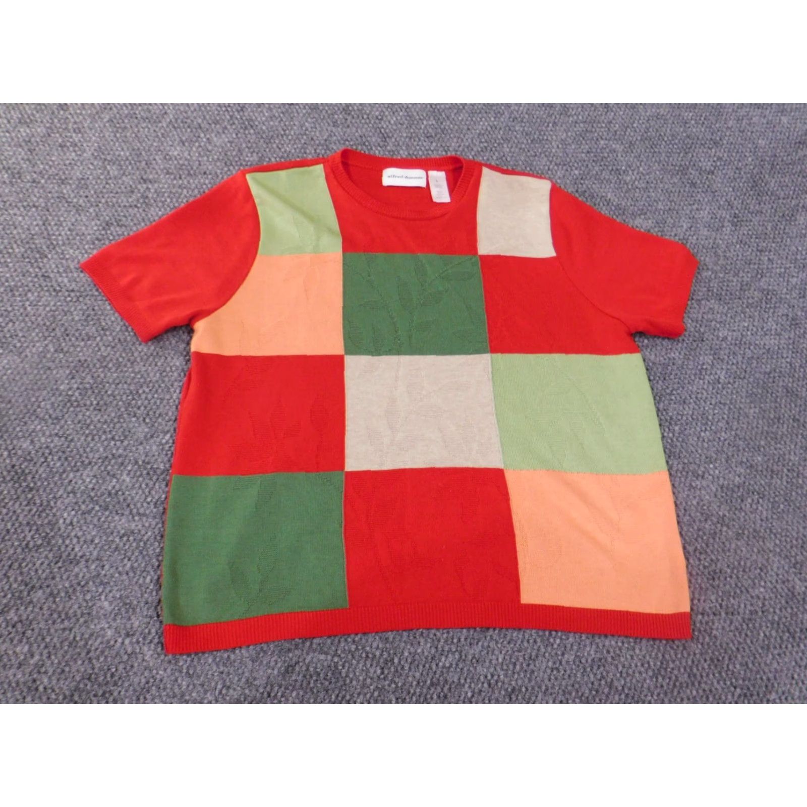 Vintage Alfred Dunner Sweater Women's XL Red Pullover Crewneck Check Knit Acrylic Raglan Sleeve Modern Casual Knit Shirt Size XL / US 12-14 / IT 48-50 - 2 Thumbnail
