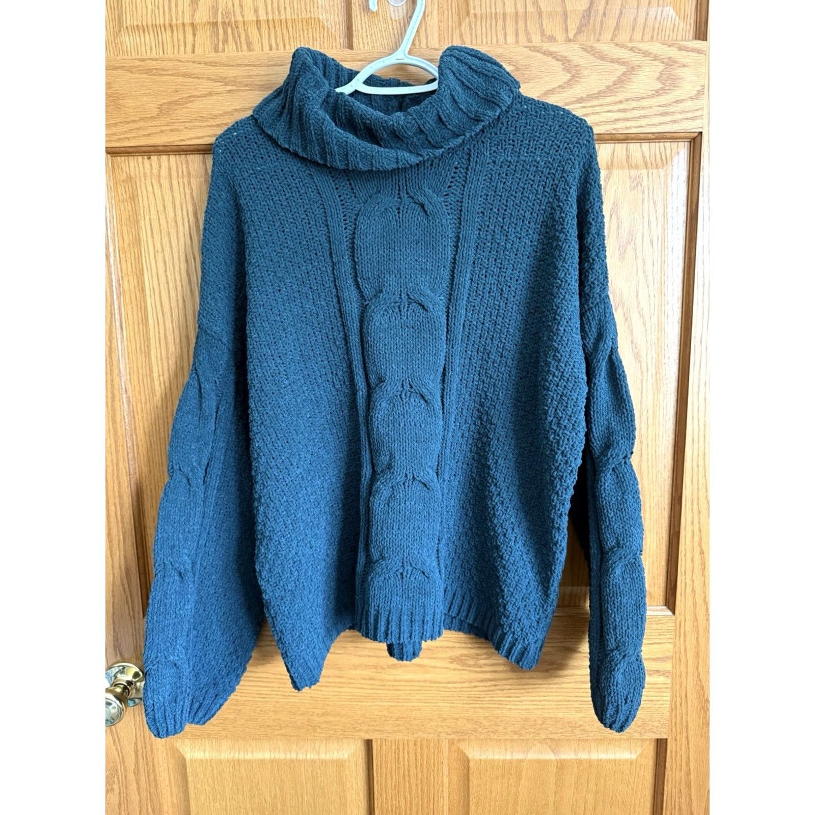 Vintage Seven 7 Womens L Deep Teal Chenille Sweater NWT Cozy Fall Feminine Office Size L / US 10 / IT 46 - 2 Thumbnail