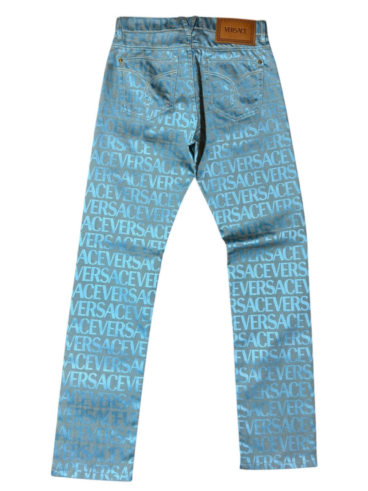 Versace Versace Jeans - Light Blue All-Over Logo Print Size US 29 - 11 Thumbnail