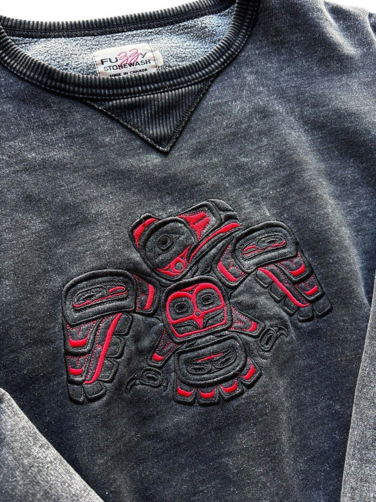 Vintage Vintage Fuzzy Stone Wash Embroidered Native Art Sweater XL Size US XL / EU 56 / 4 - 4 Thumbnail