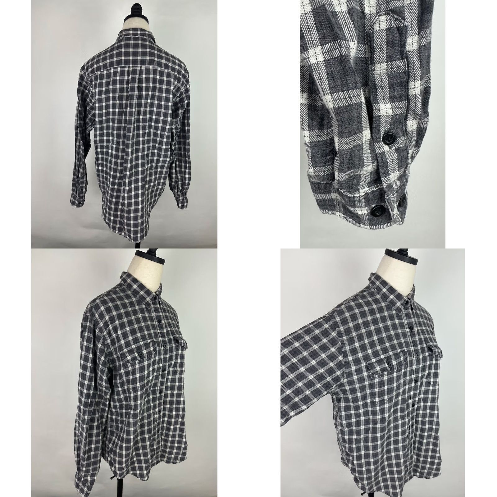 Lands' End VINTAGE Lands' End Shirt Womens M Gray Plaid Button-Up 90s Casual Womens Size M / US 6-8 / IT 42-44 - 8 Thumbnail