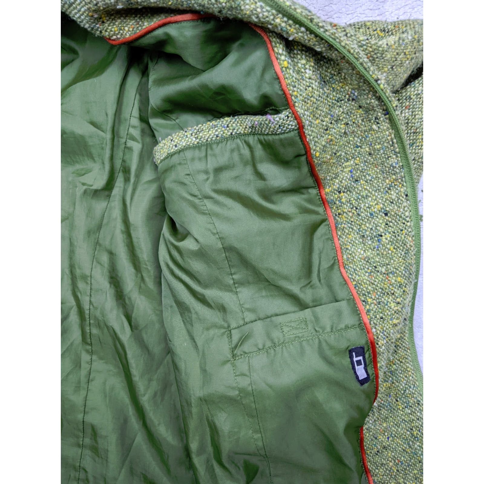 Vintage Relativity Womens Jacket Coatigan S Green Tweed Wool Blend Zip Hood Size S / US 4 / IT 40 - 7 Thumbnail