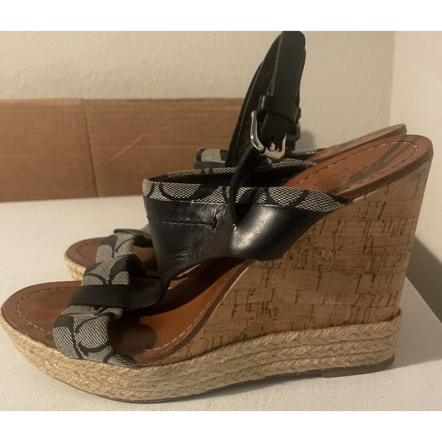 Coach Coach Black platform wedge sandals Shoes size 7.5 B Size US 7.5 / IT 37.5 - 3 Thumbnail