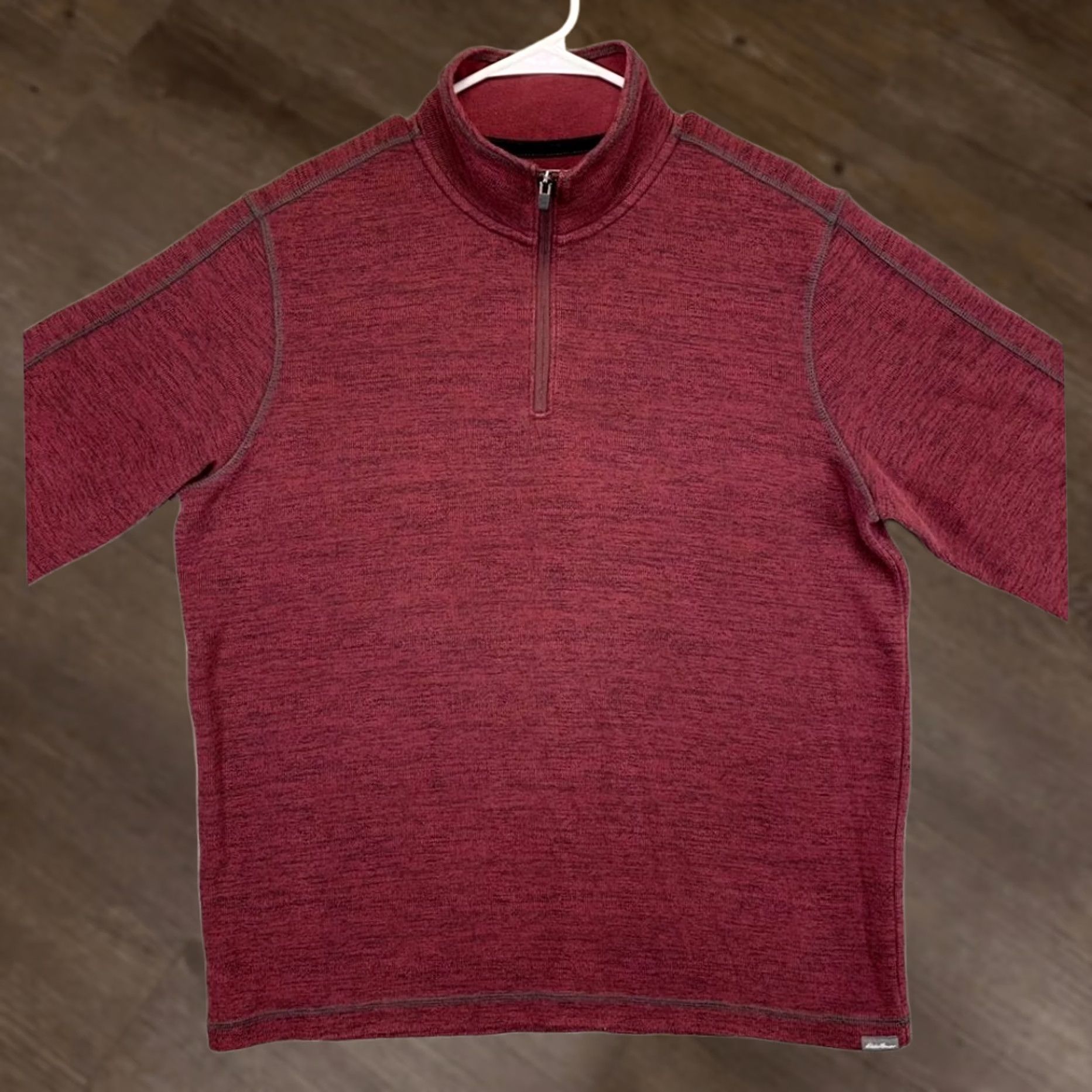 Eddie Bauer Eddie Bauer Pullover Sweatshirt Logo Mens Large Maroon 1/4 Zip Knit Solid Vintage: No Size US L / EU 52-54 / 3 - 1 Thumbnail