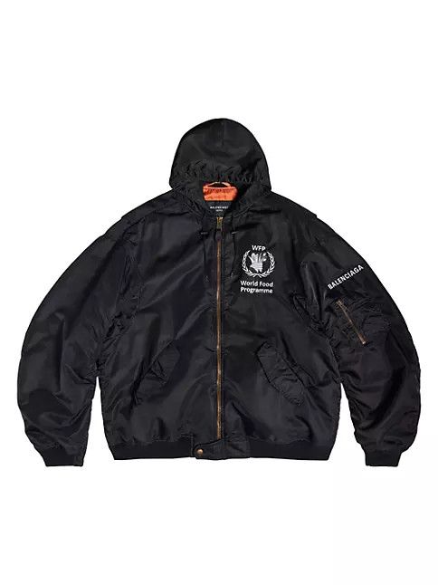 o1bcso1str0125 WFP Light Hooded Bomber Jacket in Black
