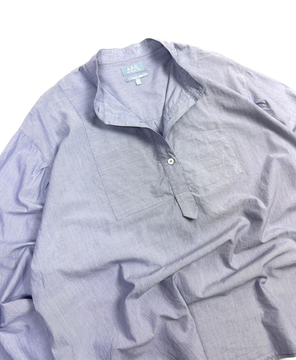 A.P.C. A.P.C. Light Blue Striped Cotton Button Up Shirt Blouse Size M / US 6-8 / IT 42-44 - 9 Thumbnail