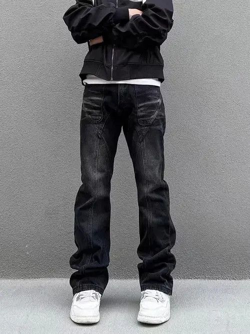 VIBE Street washed distressed patchwork micro-flare jeans Size US 32 / EU 48 - 3 Thumbnail