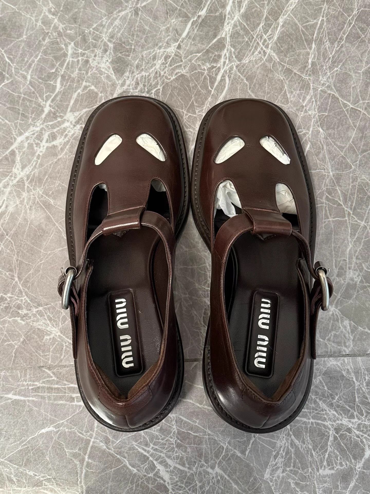 Miu Miu Miu Miu Cut-Out T-Strap Platform Mary Janes K6 Size US 7.5 / IT 37.5 - 8 Thumbnail