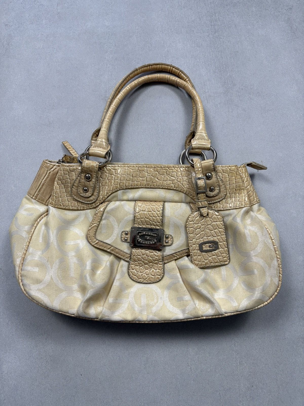 Designer Y2K Gussaci Rare Monogram Logo Faux Croc Handle Bag 2000s Size ONE SIZE - 1 Thumbnail