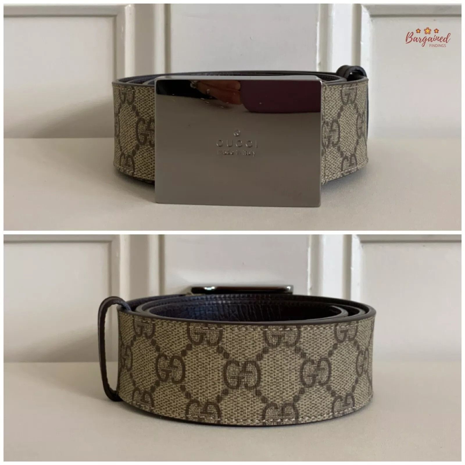 Gucci Gucci GG Plus Monogram Canvas Silver Square Buckle Belt Size 30 - 10 Thumbnail