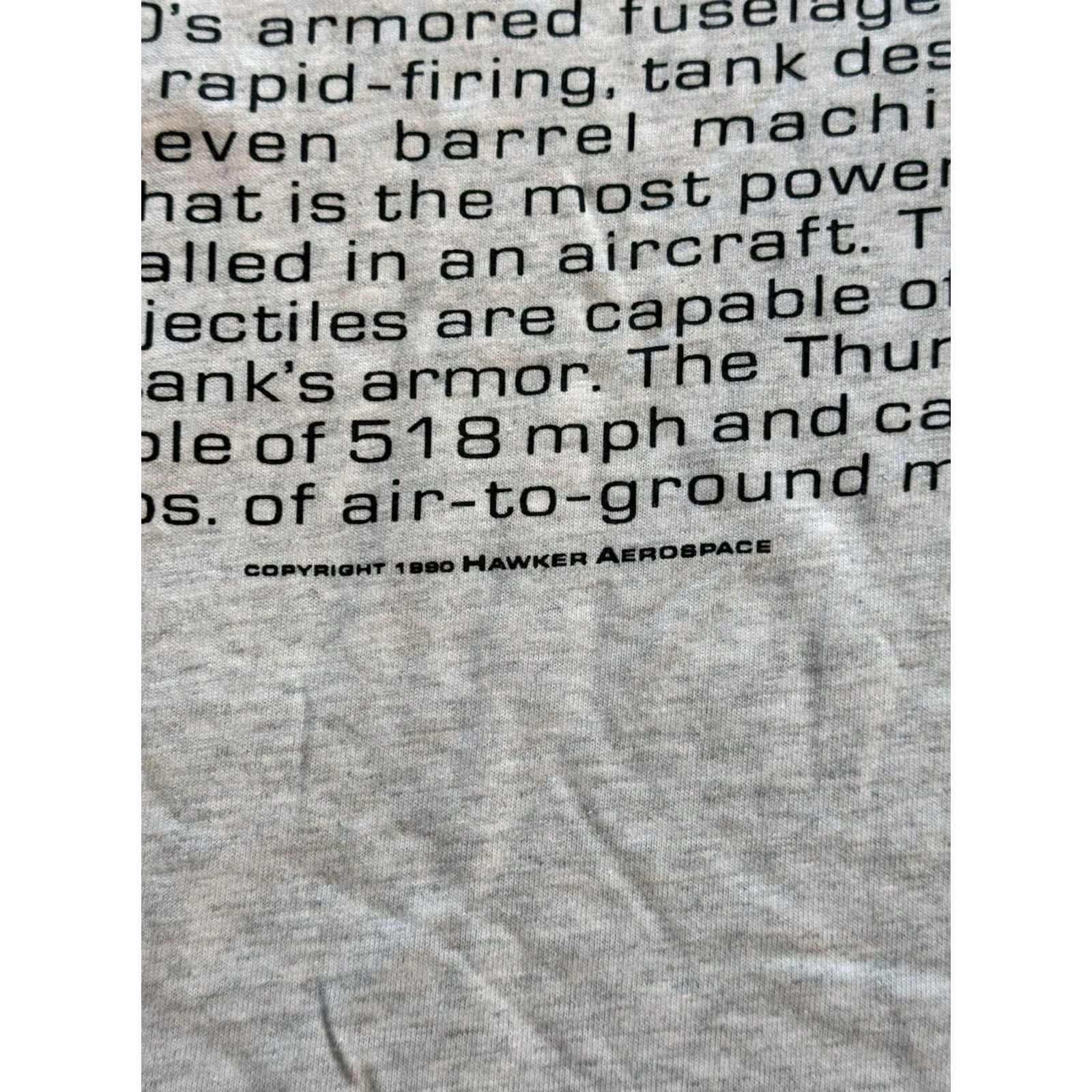Fruit Of The Loom VINTAGE 90s Fairchild Republic A 10-A Thunderbolt II Warthog Fighter Jet T Shirt M Gray Men Size US M / EU 48-50 / 2 - 6 Thumbnail