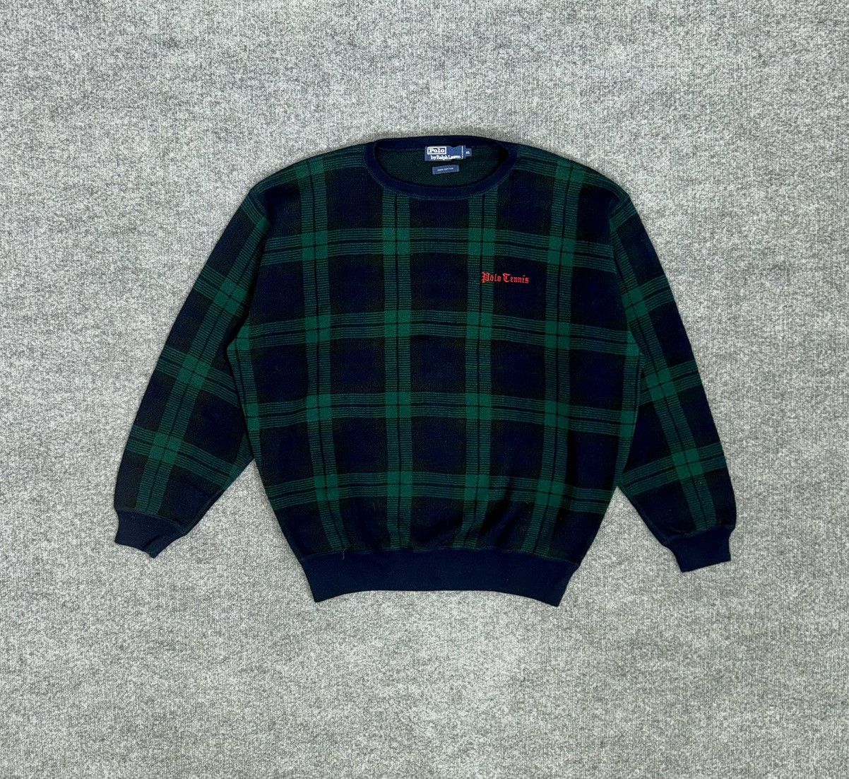 Vintage Polo by RL Plaid “Polo Tennis” Cotton Knit Sweater
