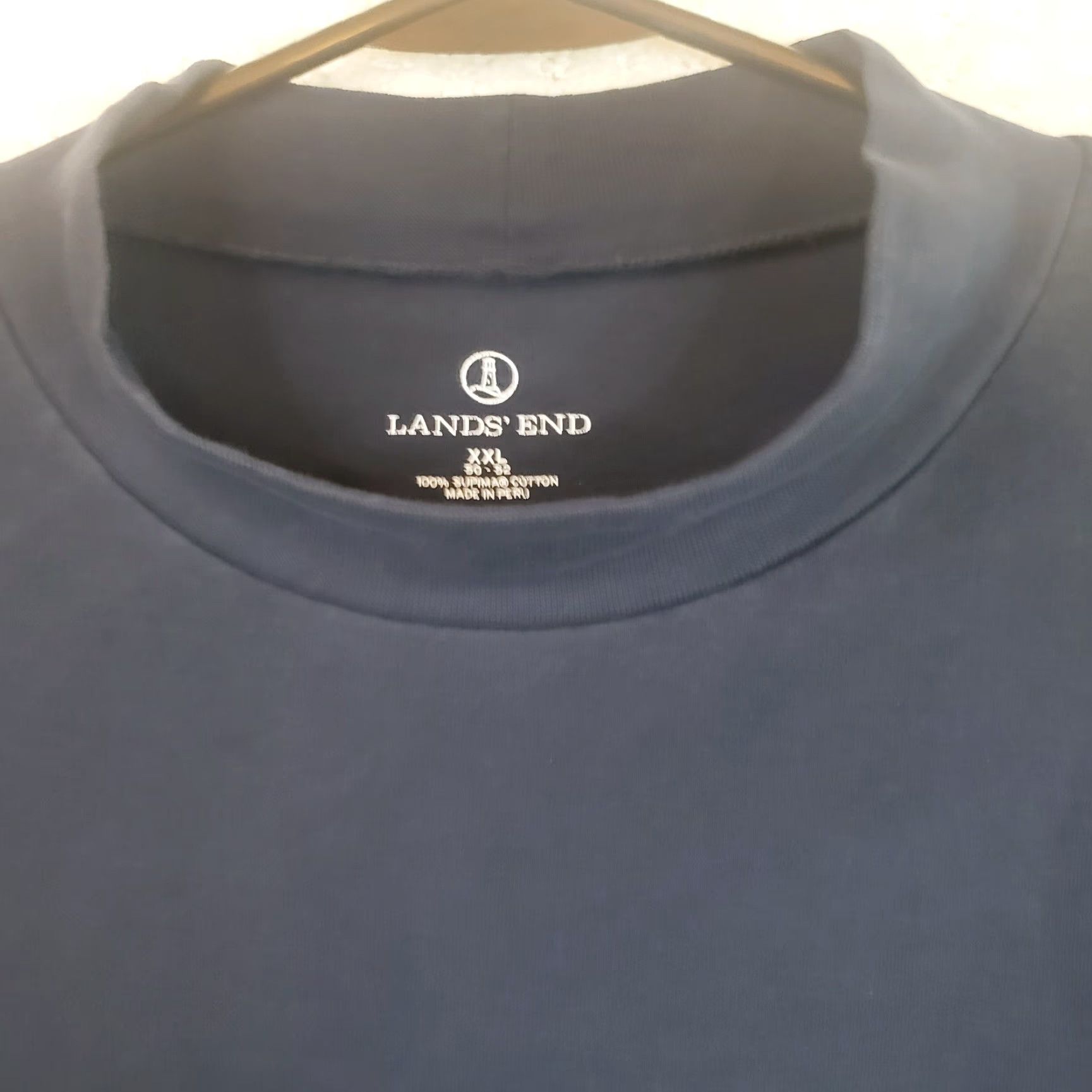 Lands' End Lands' End Super-T Shirt Men's XXL Black Supima Cotton Mock Neck Long Sleeve T-Shirt Solid Size US XXL / EU 58 / 5 - 4 Thumbnail
