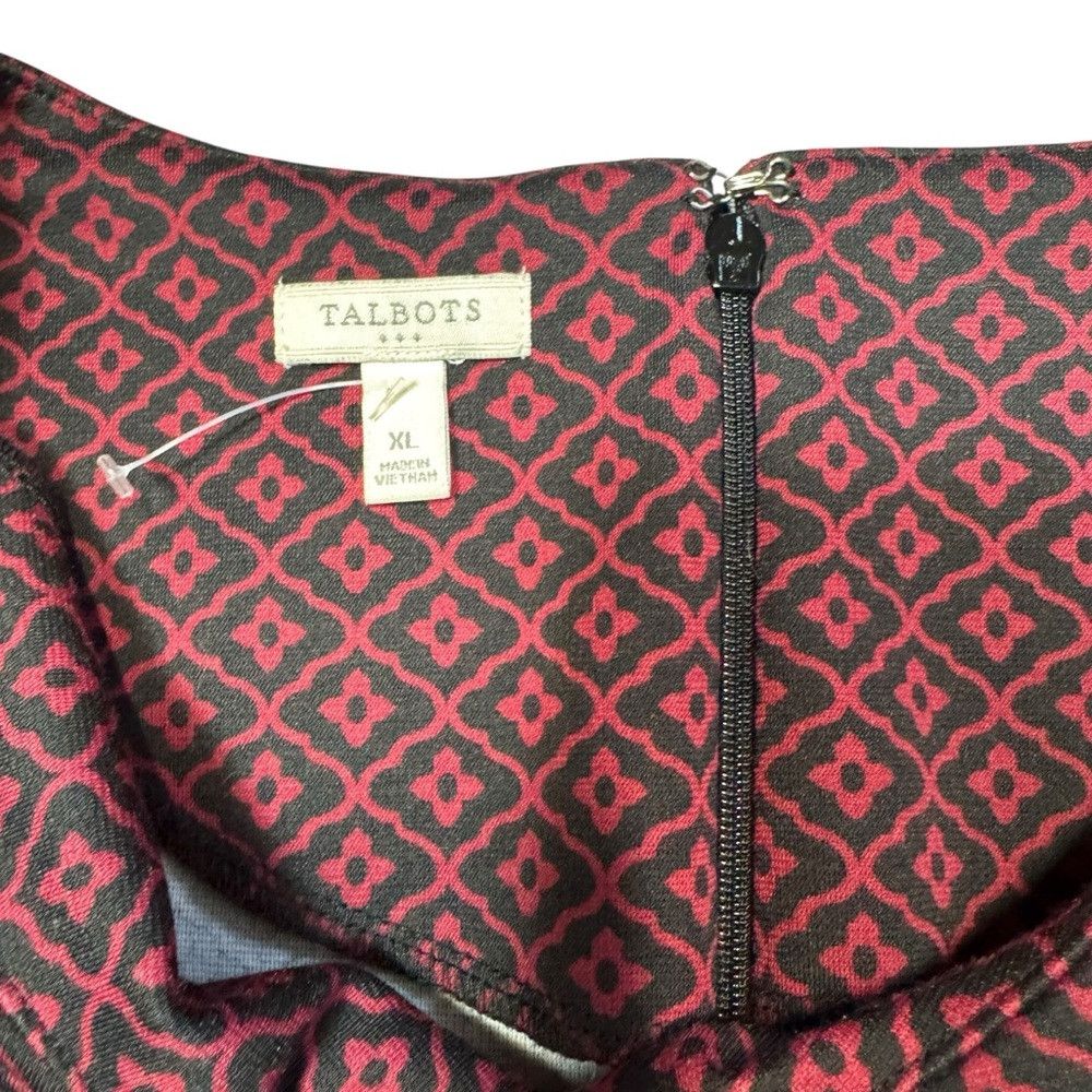 Talbots New Talbots Geometric Print 3/4 Sleeve Burgundy Dress Size Size XL / US 12-14 / IT 48-50 - 6 Thumbnail