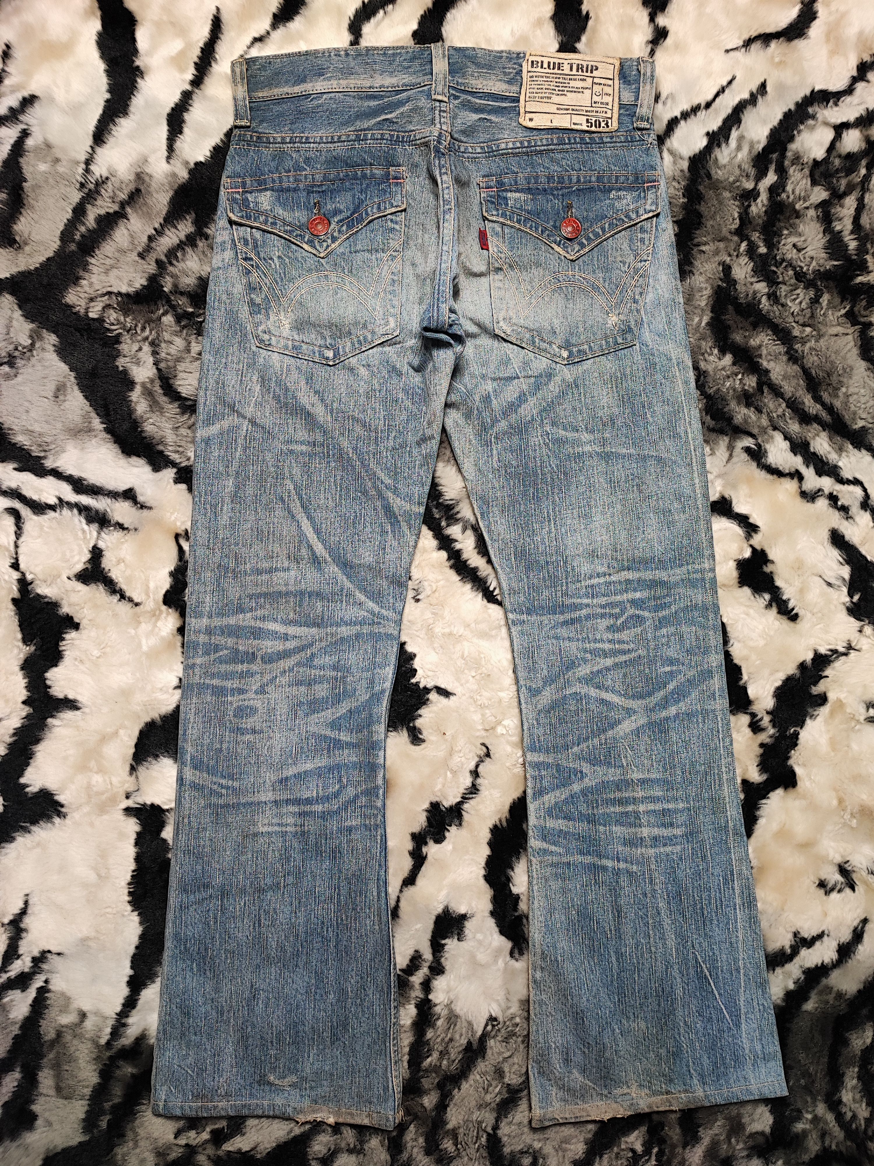 Edwin Edwin 503 Blue Trip Japan Distressed Jeans Size US 31 - 17 Thumbnail