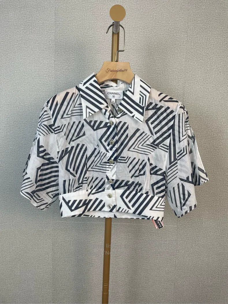 Chanel Chanel Black and white star striped short shirt Size XXS / US 00 / IT 34 - 1 Thumbnail