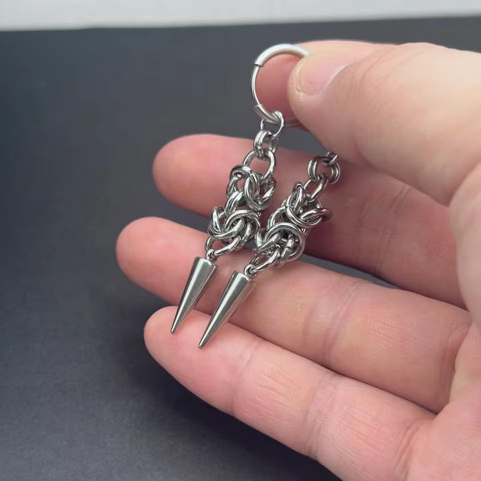 Jewelry Industrial Spike Chainmail Earrings - Cyber-Goth Punk Size ONE SIZE - 2 Thumbnail