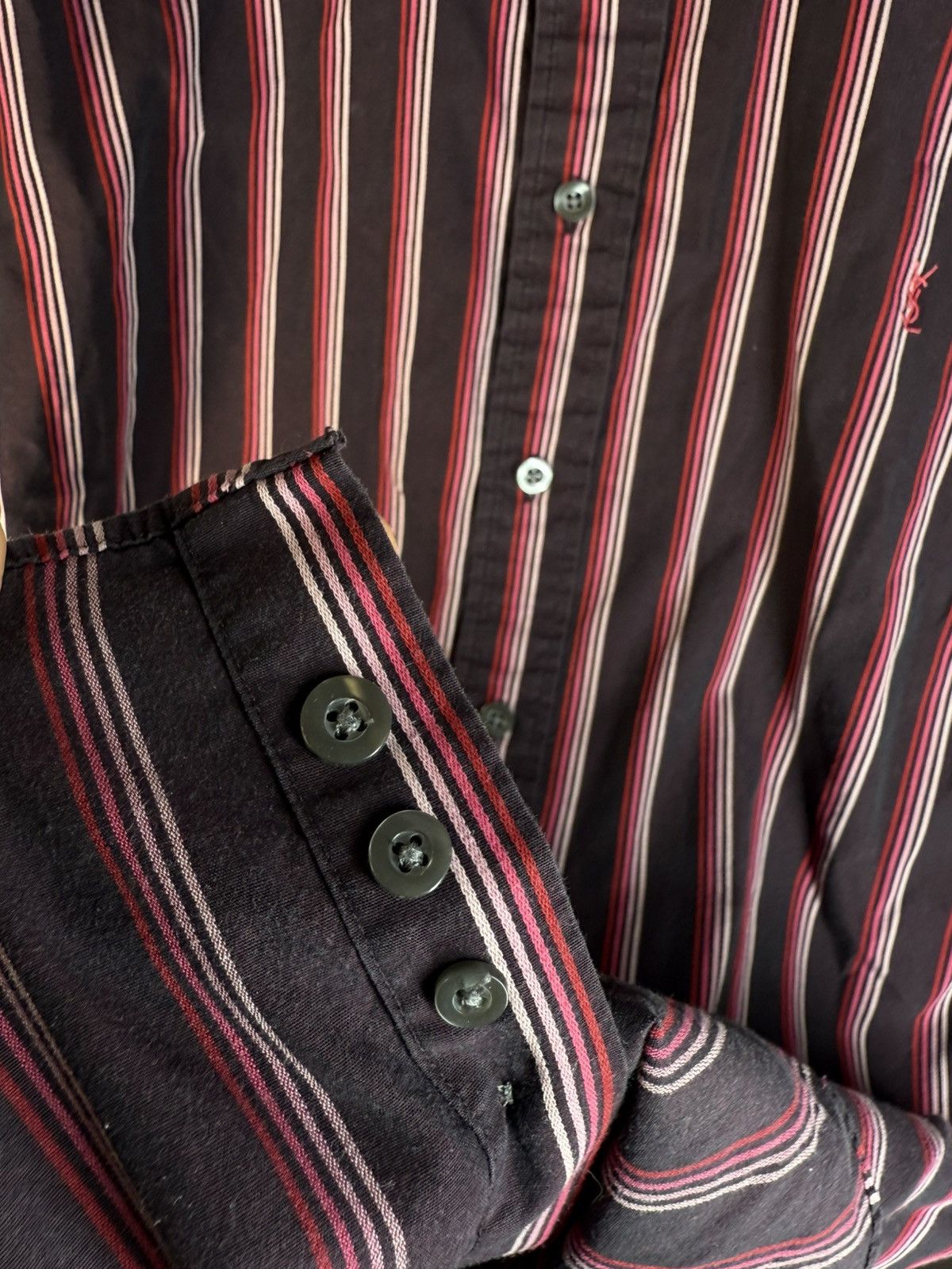 Yves Saint Laurent Black/Red YSL Shirt Striped Size US M / EU 48-50 / 2 - 12 Thumbnail