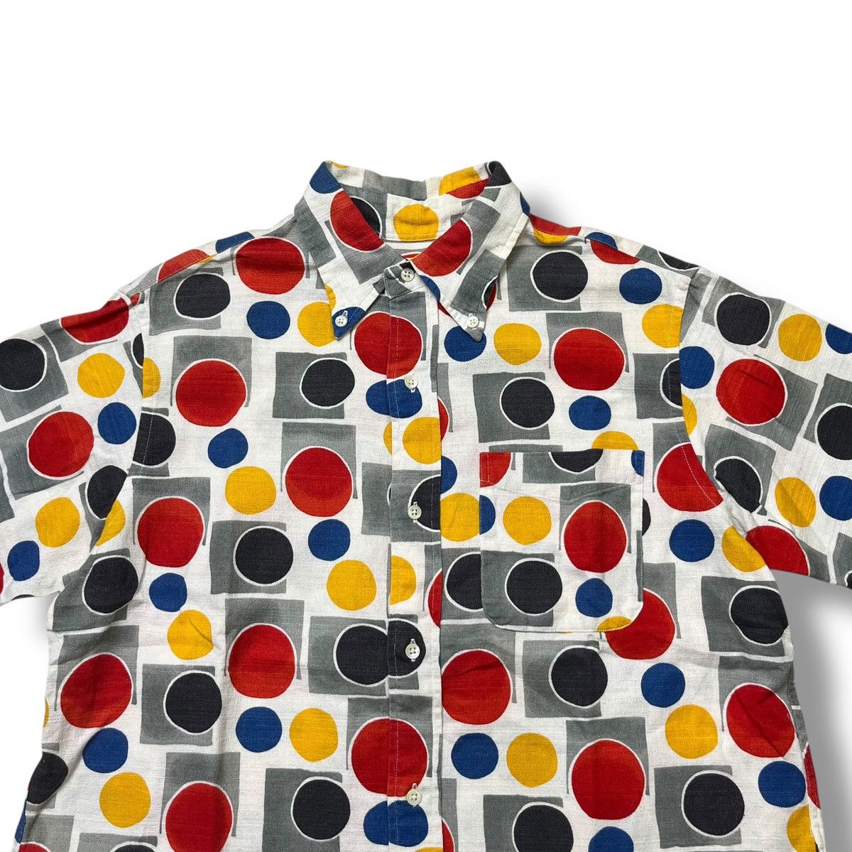Yohji Yamamoto Vintage Harriss Loafers Geometric Print Shirt | Size M Size US M / EU 48-50 / 2 - 2 Thumbnail