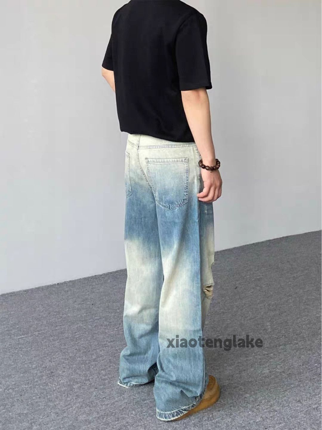 Vintage Custom washed faded loose baggy hiphop ripped jeans Size US 32 / EU 48 - 4 Thumbnail