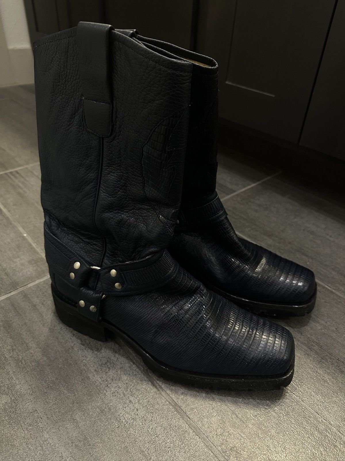 Los Altos Boots Los Altos Lizard Skin Leather Biker Boots Size US 11.5 / EU 44-45 - 2 Thumbnail