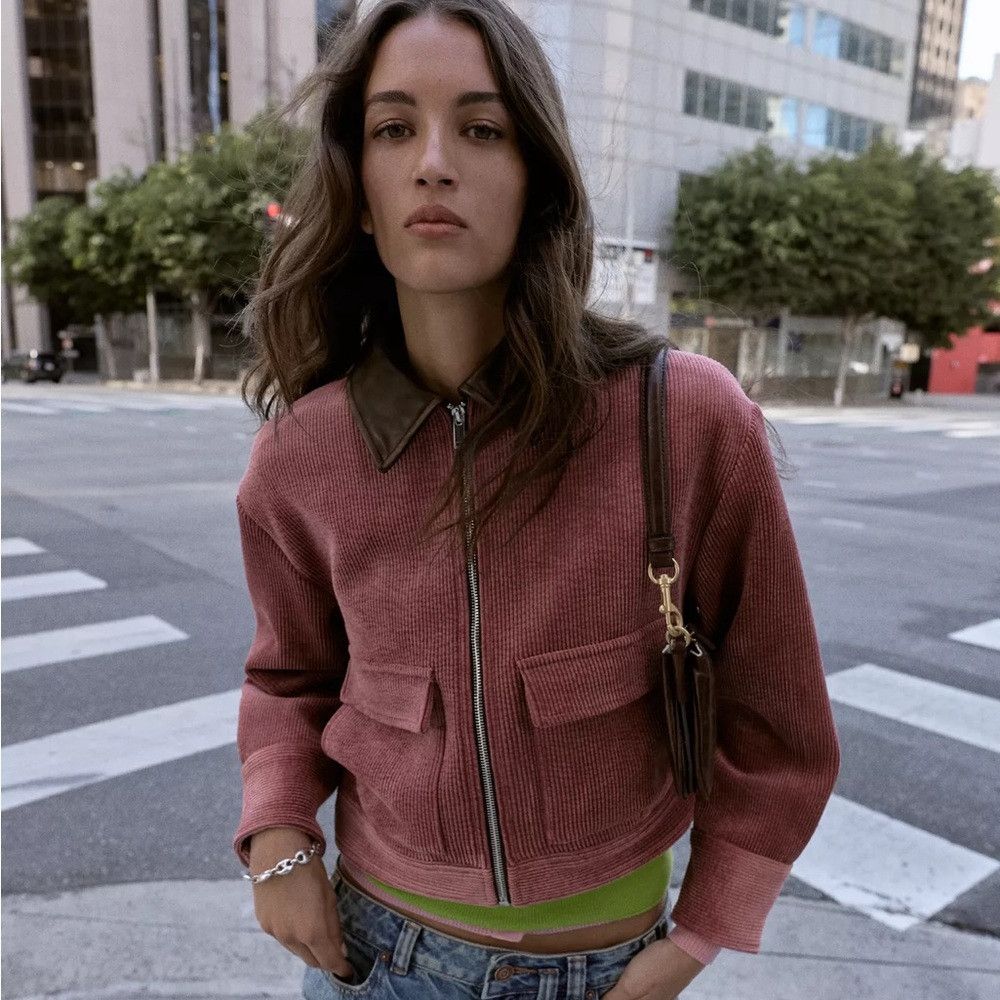 Zara ZARA CORDUROY JACKET WITH FAUX LEATHER COLLAR Size M / US 6-8 / IT 42-44 - 6 Thumbnail