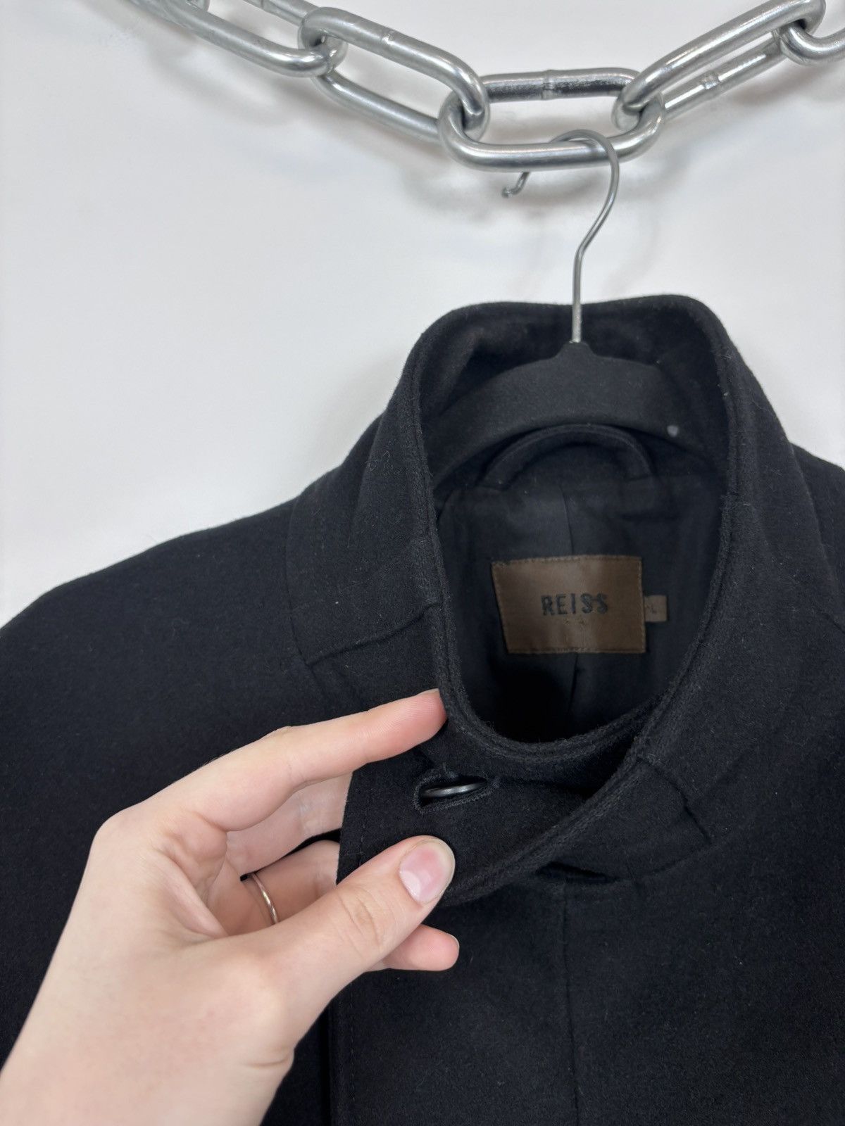 Reiss Reiss Men’s Black Wool Blend Stand Collar Coat Size US L / EU 52-54 / 3 - 7 Thumbnail