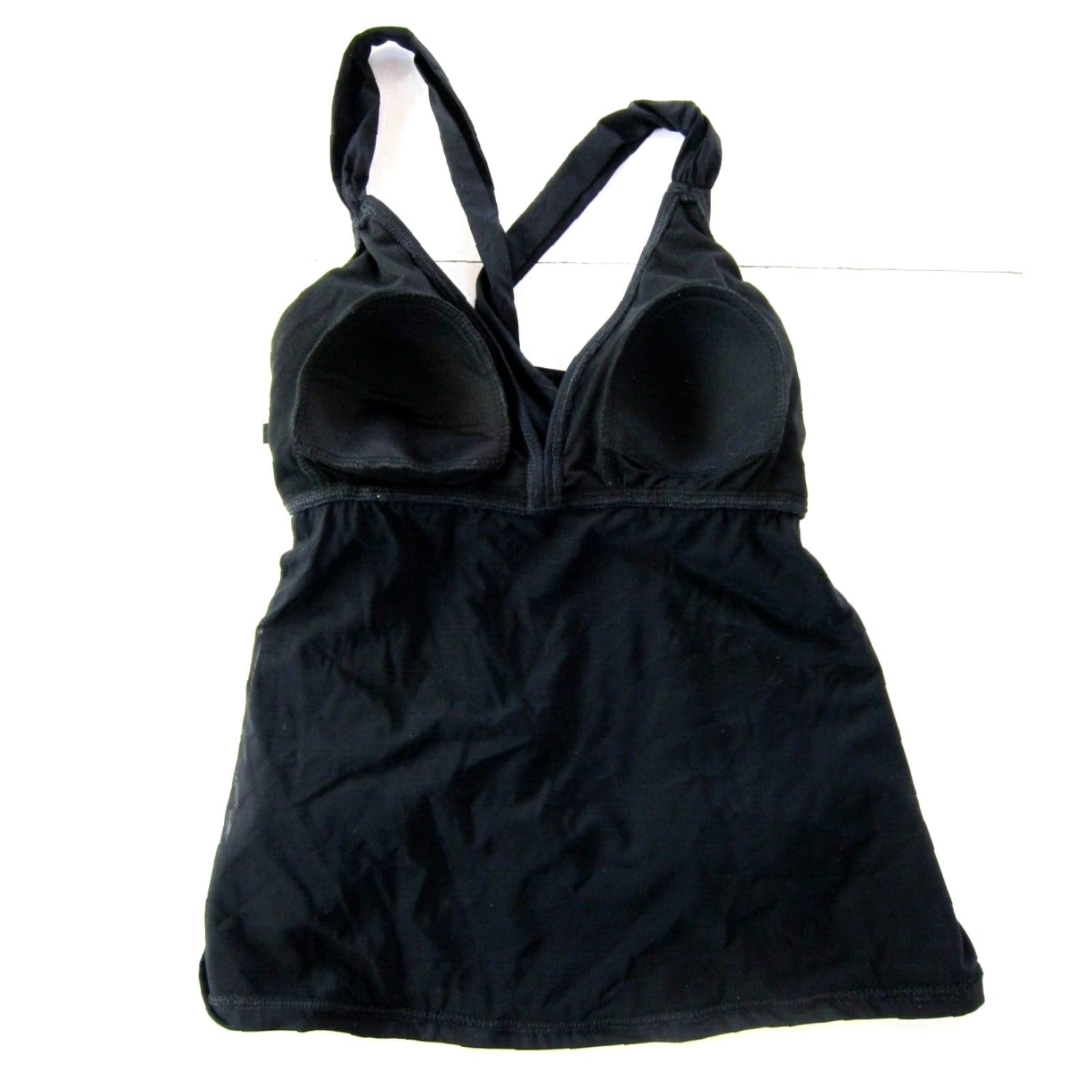 Vintage NWT Alex Marie Black Built In Bra Twist Back Swimsuit Tankini Top Women Size 8 Size M / US 6-8 / IT 42-44 - 4 Thumbnail