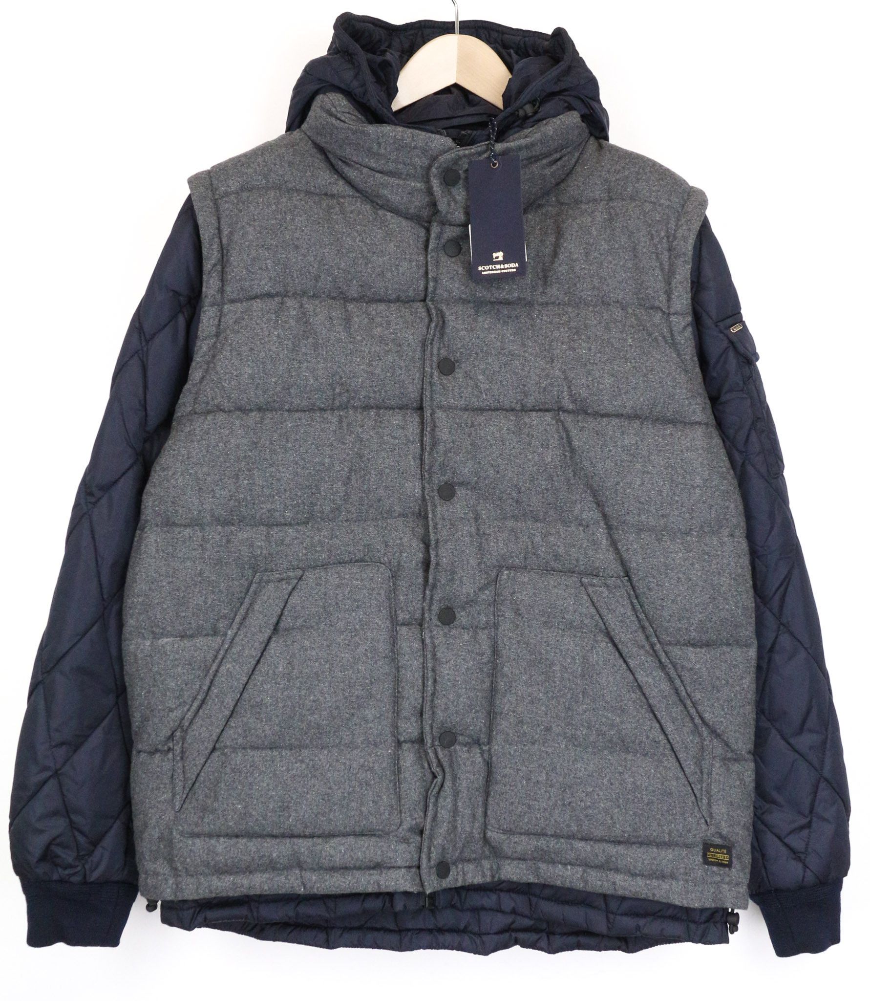Scotch & Soda AMS COUTURE XL Grey Blue Wool Blend Gilet Jacket 76161 Size US XL / EU 56 / 4 - 1 Thumbnail