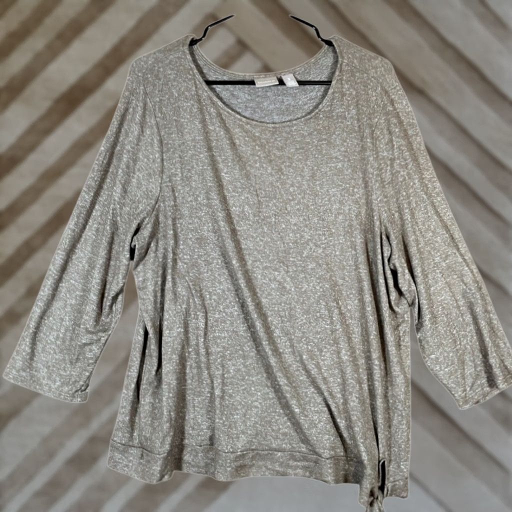 Vintage Chicos Womens Blouse Heathered Brown 3/4 Sleeve Front Knot Stretch XL Size XL / US 12-14 / IT 48-50 - 1 Thumbnail