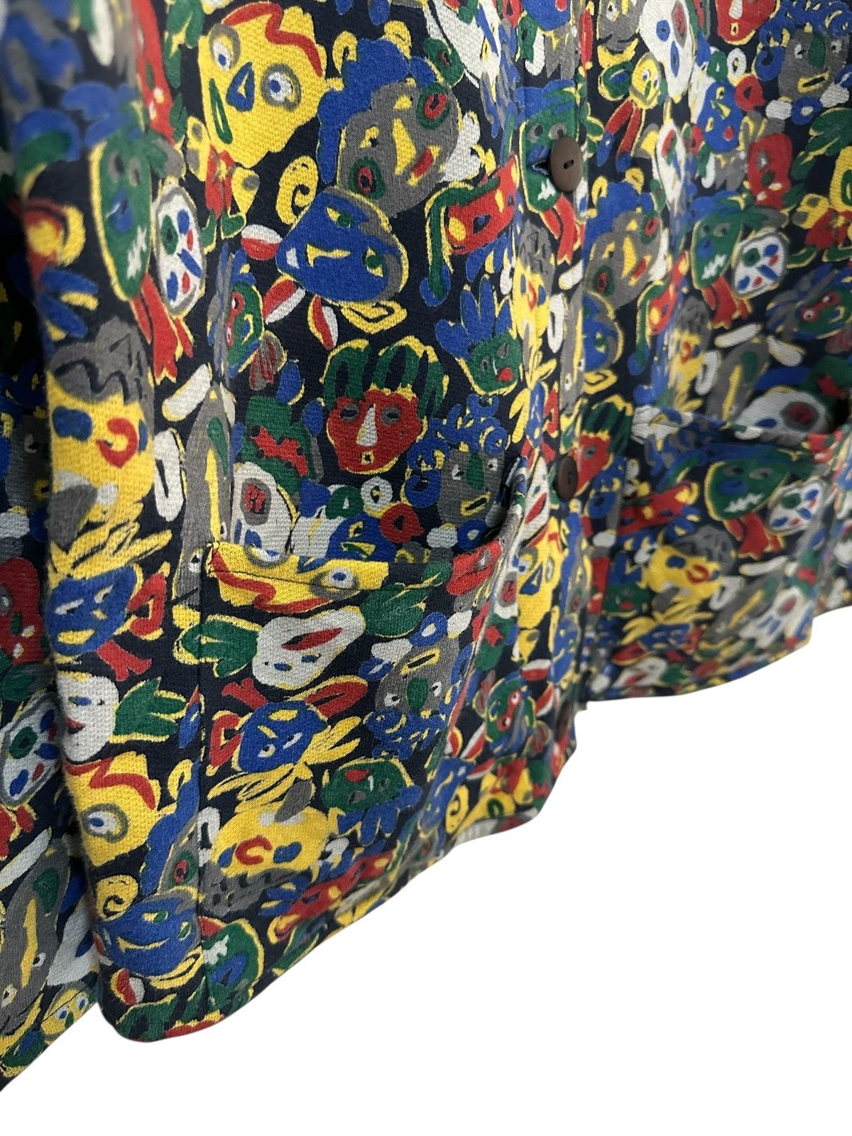 Jean Paul Gaultier Jean Paul Gaultier Public Multicolor Mask Print Jacket 80s Size US M / EU 48-50 / 2 - 5 Thumbnail