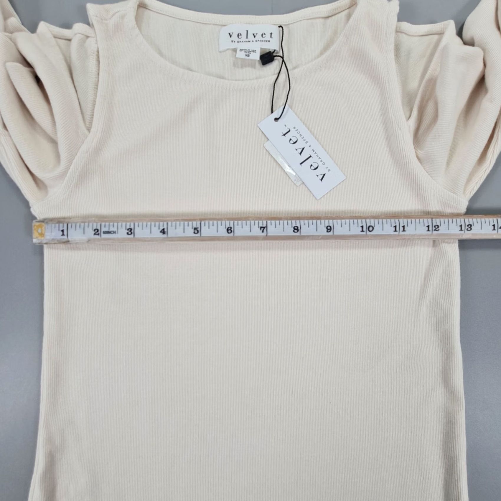 Velvet Velvet by Graham & Spencer Womens Top Ivory XS Emma Cut Out Ribbed T shirt Size XS / US 0-2 / IT 36-38 - 5 Thumbnail